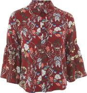 Womens Bell Sleeve Floral Print Shirt By