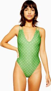 Lime Polka Dot Strappy Swimsuit