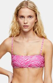 Pink Tiger Crop Bikini Top