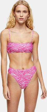 Pink Tiger Print Bikini Bottoms