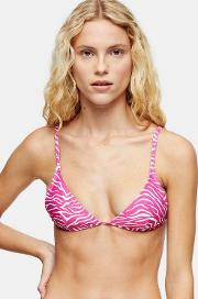 Pink Tiger Triangle Bikini Top