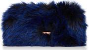 womens navy faux fur clutch bag by skinnydip