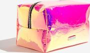 Womens Pink Holo Make Up Bag