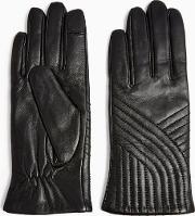 Black Touchscreen Leather Gloves