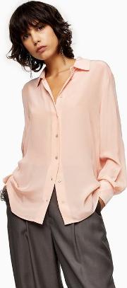 Blush Pink Oversized Silk Shirt