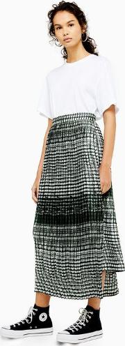 Grid Pleated Skirt