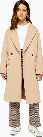 Petite Camel Double Breasted Coat