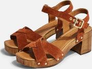 Veronica Tan Leather Clog Sandals