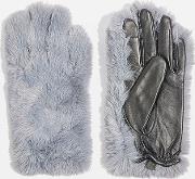 Womens Faux Fur Leather Gloves 
