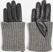 Womens Knitted Leather Gloves 