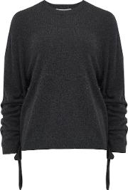 Crew Neck Jumper With Drawstring Sleeves In Pepper 