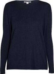Lace Up Pleat Jumper In Navy 
