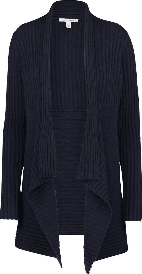 Autumn Cashmere Ribbed Drape Cardigan In Peacoat Navy Obsessory