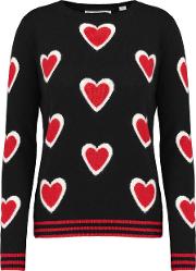 All Over Hearts Sweater In Navy, Cream And Red 
