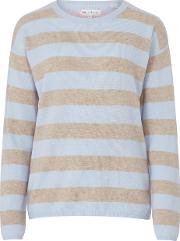 Pop Stripe Sweater In Baby Blue & Oatmeal 