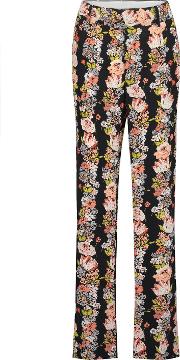 Florence Botanical Print Trousers In True Black Multi 