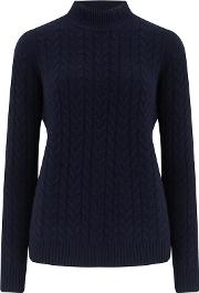 Mary Cable Knit Jumper In Navy 