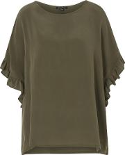 Fire Ruffle Blouse In Army Green 