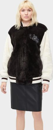 Halie Faux Fur Varsity Jacket