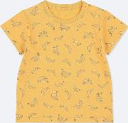 Babies Toddler Banana Print Crew Neck T Shirt 