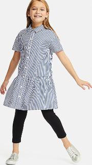 Girls Striped Short Sleeved Shirt Dress 