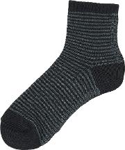 Men Narrow Striped Ankle Socks Black