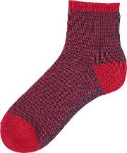 Men Narrow Striped Ankle Socks Red