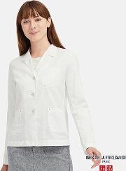 Women Ines Linen Cotton Blend Shirt Jacket 