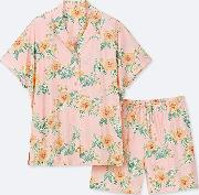 Women Soft Stretch Bird Print Short Sleeved Pyjamas 