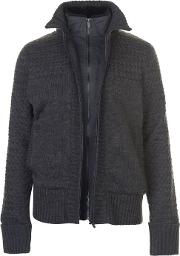 Two Zip Lined Knit Cardigan Mens