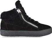 May London Shearling Trim Mid Top Trainers