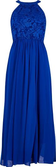Jolie Moi Royal Blue Lace Maxi Dress 