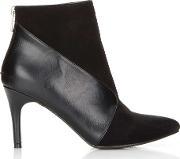 Black Faux Suede Leather Ankle Boot