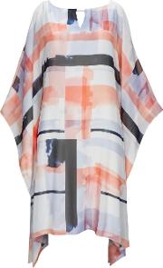 Coral Geometric Print Kaftan Dress 