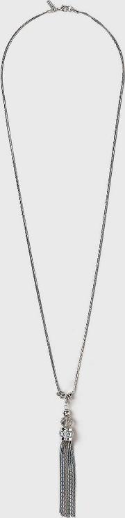Facet And Tassel Lariat Necklace 