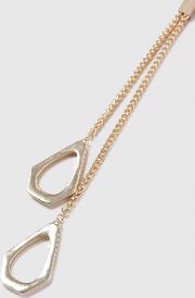 Gold Double Drop Lariat Necklace 