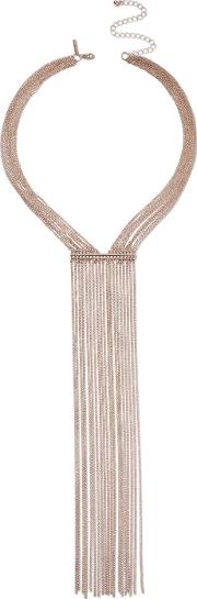 Rose Gold Long Tassel Lariat Necklace 