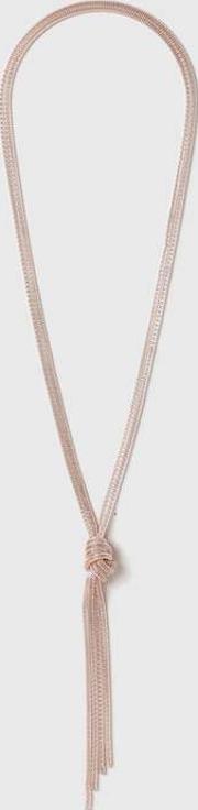 Rose Gold Mesh Knot Lariat Necklace 