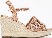 Rose Gold Sparkle Detail Wedge Sandal 