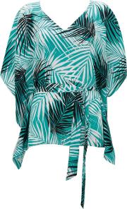 Turquoise Palm Print Kaftan 