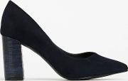 Wide Fit Navy Pointed Court Shoe 