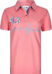 Kendrick Graphic Print Polo Shirt Coral Pink Size 8