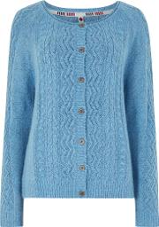 Sara Cable Knit Outfitter Cardigan Scandi Blue